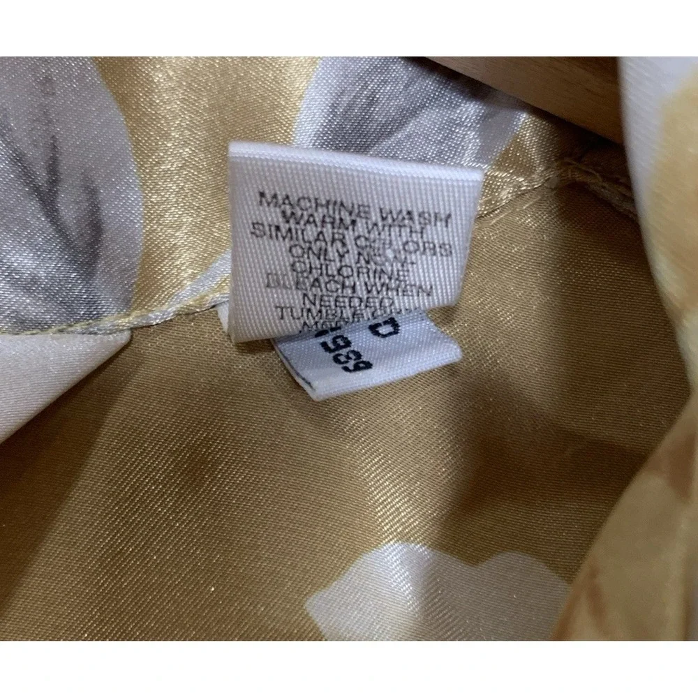 Victoria's Secret Satin NightShirt Womens Large Gold Rose Floral Sleep Nightgown